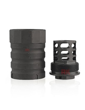5KU X12 STYLE MUZZLE BRAKE + BLAST SHIELD 14mm CCW