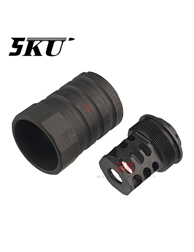 5KU X12 STYLE MUZZLE BRAKE + BLAST SHIELD 14mm CCW