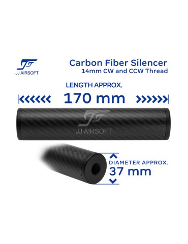 Carbon Fiber Silencer, 14mm CW and CCW Thread